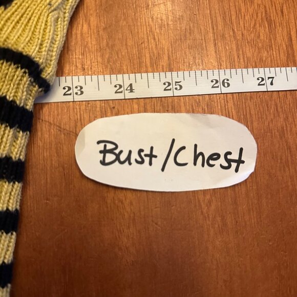 Talbots 3X yellow blue striped sweater nautical gold button details - Picture 3 of 6